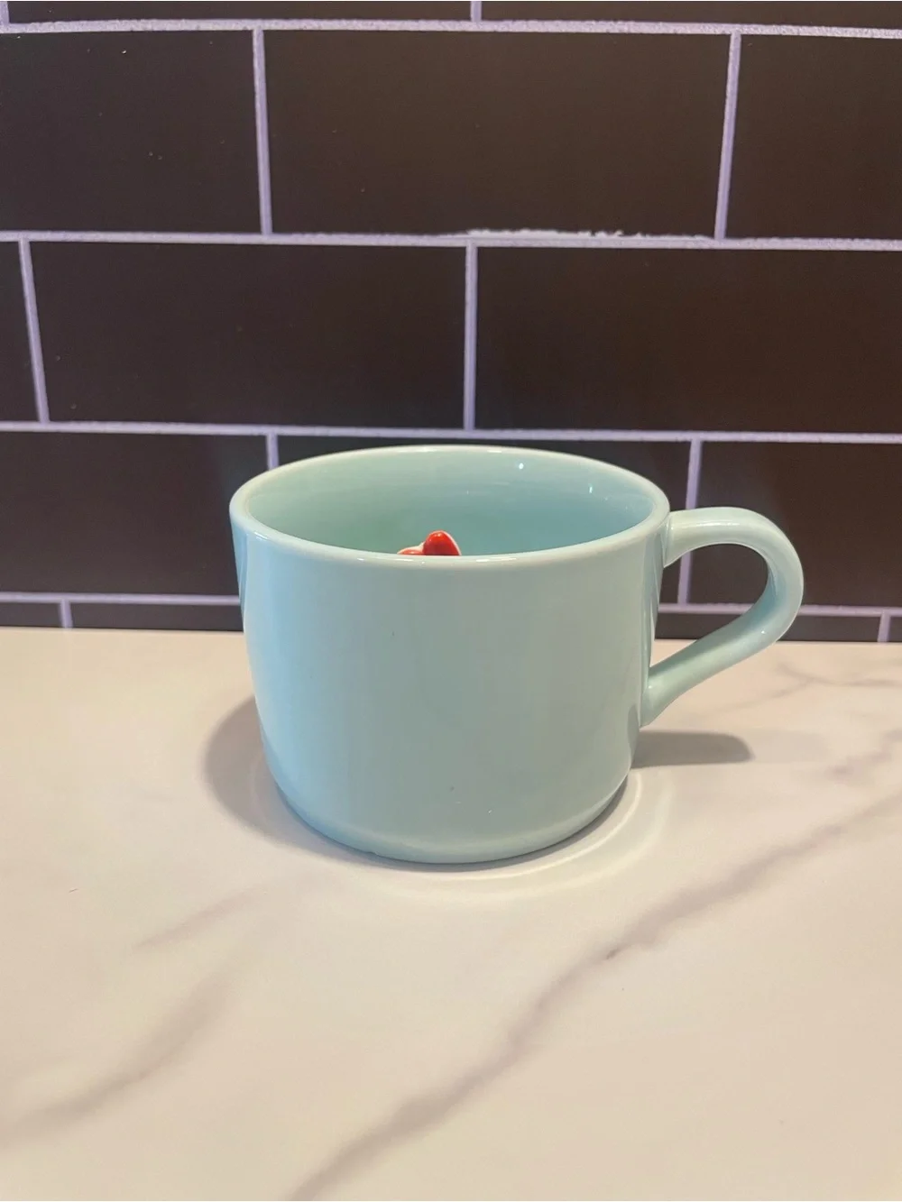 3D Animal Ceramic Vintage Novelty Coffee Cup Mint Green with Red Accent #0218